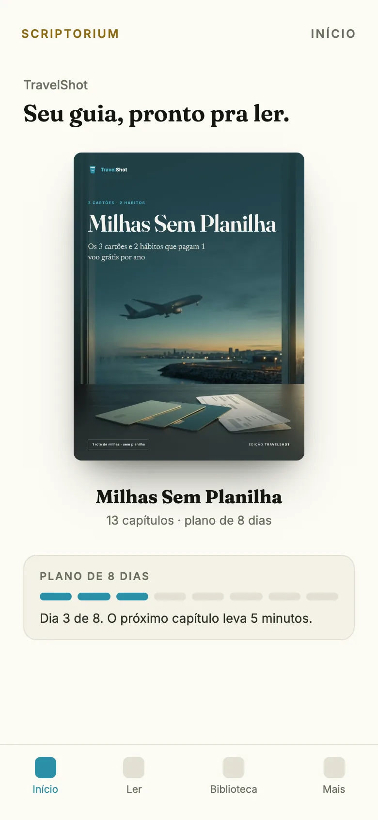 O guia Milhas Sem Planilha aberto no app