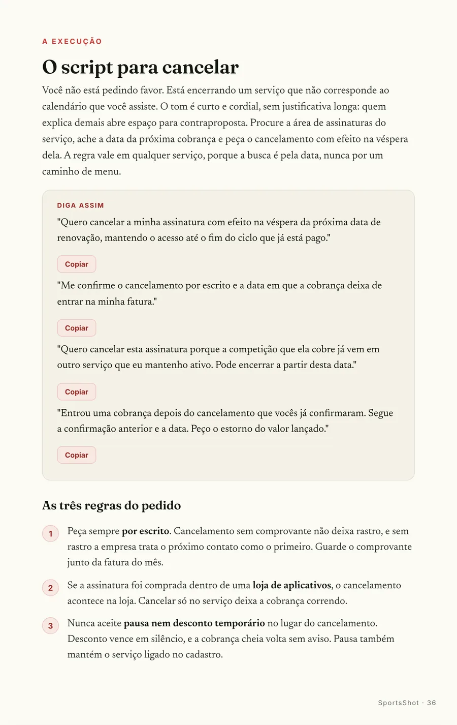 Falas prontas: O pedido de cancelamento pronto, com efeito na véspera da renovação